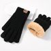 Winter warm touch screen wool double thickened outdoor Arctic fleece lining knit gloves_maomaolike.com