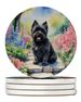 Cairn Terrier Spring Path Large Sandstone Coasters Pack Of 4 Absorbent Round Coasters Decor Gifts For Men Or Women, 4 In, Multicolor_maomaolike.com