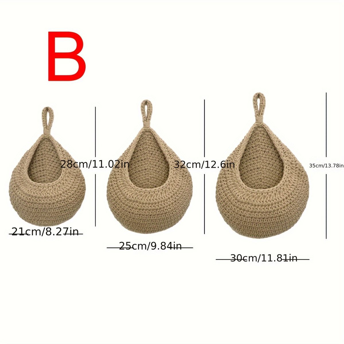 Boho Chic 3pcs Set Of Hand-Woven Cotton Rope & Linen Baskets With Hooks - Ideal For Hanging Fruits, Vegetables, And_maomaolike.com