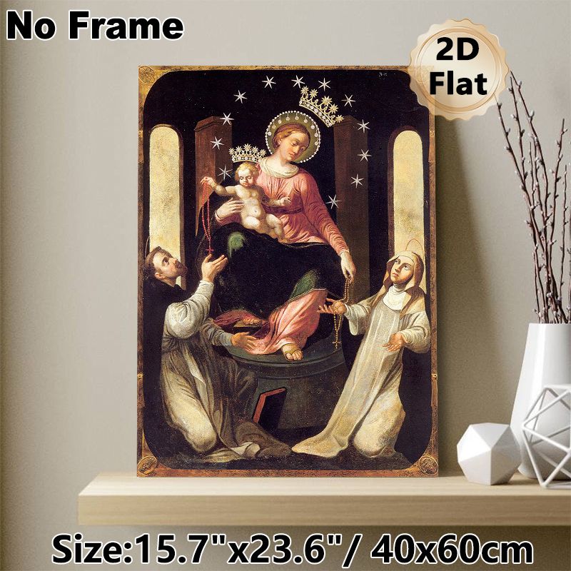 Virgin Mary With Child & Saints Religious Painting Poster, Vintage Classical Sacred Art Poster, Serene Traditional Religious Artwork, Suitable For_maomaolike.com