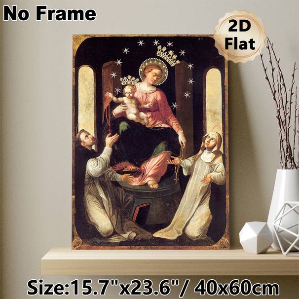 Virgin Mary With Child & Saints Religious Painting Poster, Vintage Classical Sacred Art Poster, Serene Traditional Religious Artwork, Suitable For_maomaolike.com
