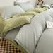 2026 New Ins Style Double Stripe Washed Bedding , Solid Color Brushed Cotton Bed Duvet Cover, Fitted Sheet, Student 3/4 Piece_maomaolike.com
