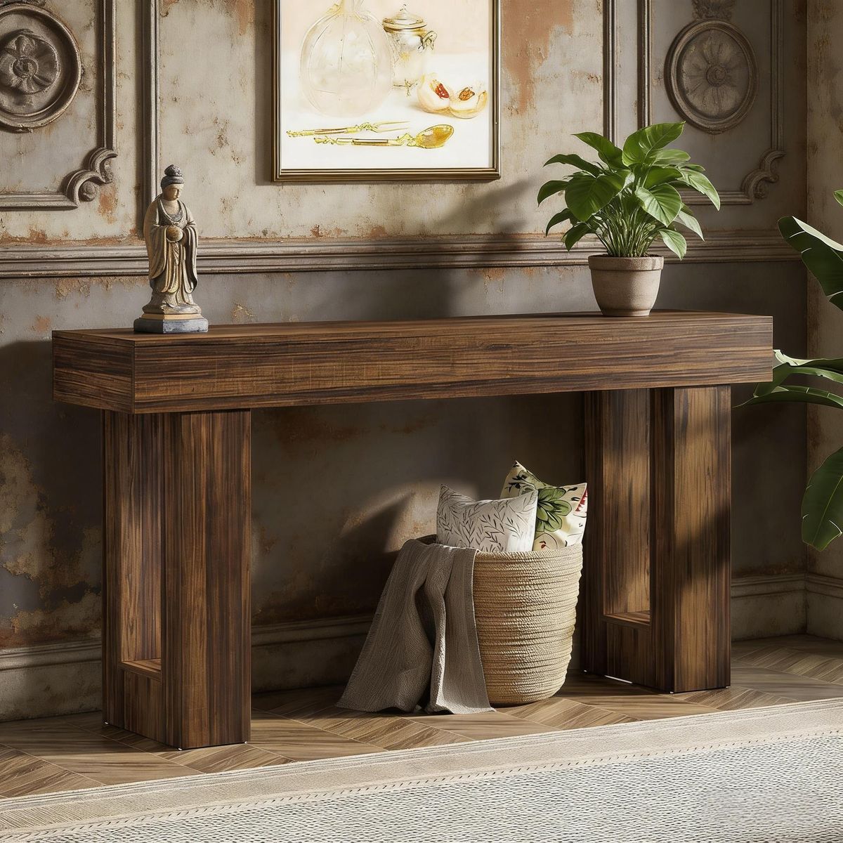 Wooden Sofa Table, 63-Inch Console Table For Entryway_maomaolike.com