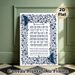 Asher Yatzar Themed Painting Poster, Navy Blue Folk-style Floral & Bird Framed Religious Text Poster, Elegant Traditional Religious Decor Ideal For_maomaolike.com