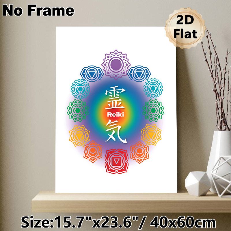 Reiki Chakra Painting Poster, Vibrant Colorful Symmetrical Spiritual Symbol Poster, Serene Spiritual Decor Suitable For Meditation Room, Yoga Studio_maomaolike.com