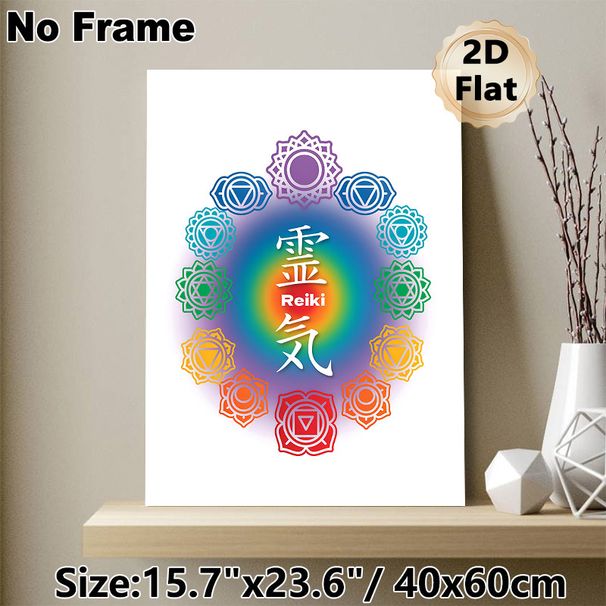 Reiki Chakra Painting Poster, Vibrant Colorful Symmetrical Spiritual Symbol Poster, Serene Spiritual Decor Suitable For Meditation Room, Yoga Studio_maomaolike.com