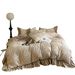 Princess Style French High Weight Linen Crinkle Yarn Lace Four-Piece Set Single Duvet Cover_maomaolike.com
