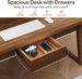 Home Office Executive Desk: 55 Inches Wooden Computer Desk With Drawer, Mid-Century Modern Study Writing Table_maomaolike.com