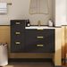 24inch Wall Mounted Floating Cabinet With Side Cabinet Combo, Rectangular Vanity, Small Bathroom Sink With Single Faucet Hole And Overflow, Modern Bathroom Cabinet With Ceramic Basin Sink_maomaolike.com