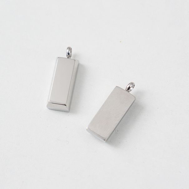 small silver brick pendant stainless steel keychain pendant titanium steel necklace pendant electroplated solid square_maomaolike.com