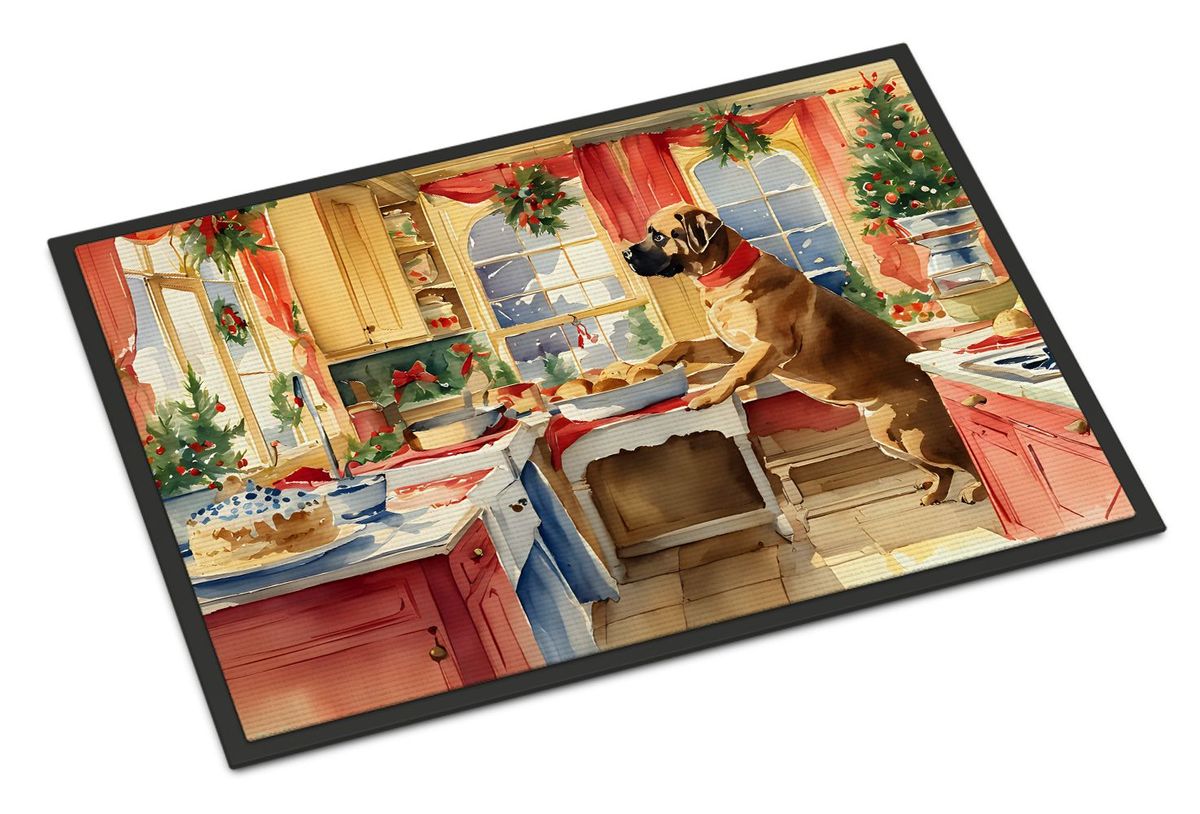 Mastiff Christmas Cookies Doormat Front Door Mat Indoor Outdoor Rugs For Entryway, Non Slip Washable Low Pile, 24H X 36W_maomaolike.com
