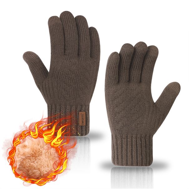 Double Layer Warm Touch Screen Gloves With Fleece Thickened Outdoor Knitted Gloves Sports Gloves Skiing Cycling Motorcycle Hiking _maomaolike.com