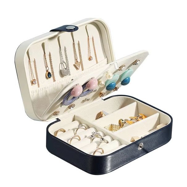 Portable Jewelry Box Jewelry Organizer Display Travel Jewelry Case Boxes Button Leather Storage Zipper Jewelers Joyero_maomaolike.com