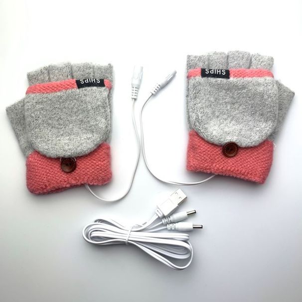 Heating Gloves USB electric heating gloves half finger flip electric heating gloves indoor and outdoor 2 use warm gloves_maomaolike.com