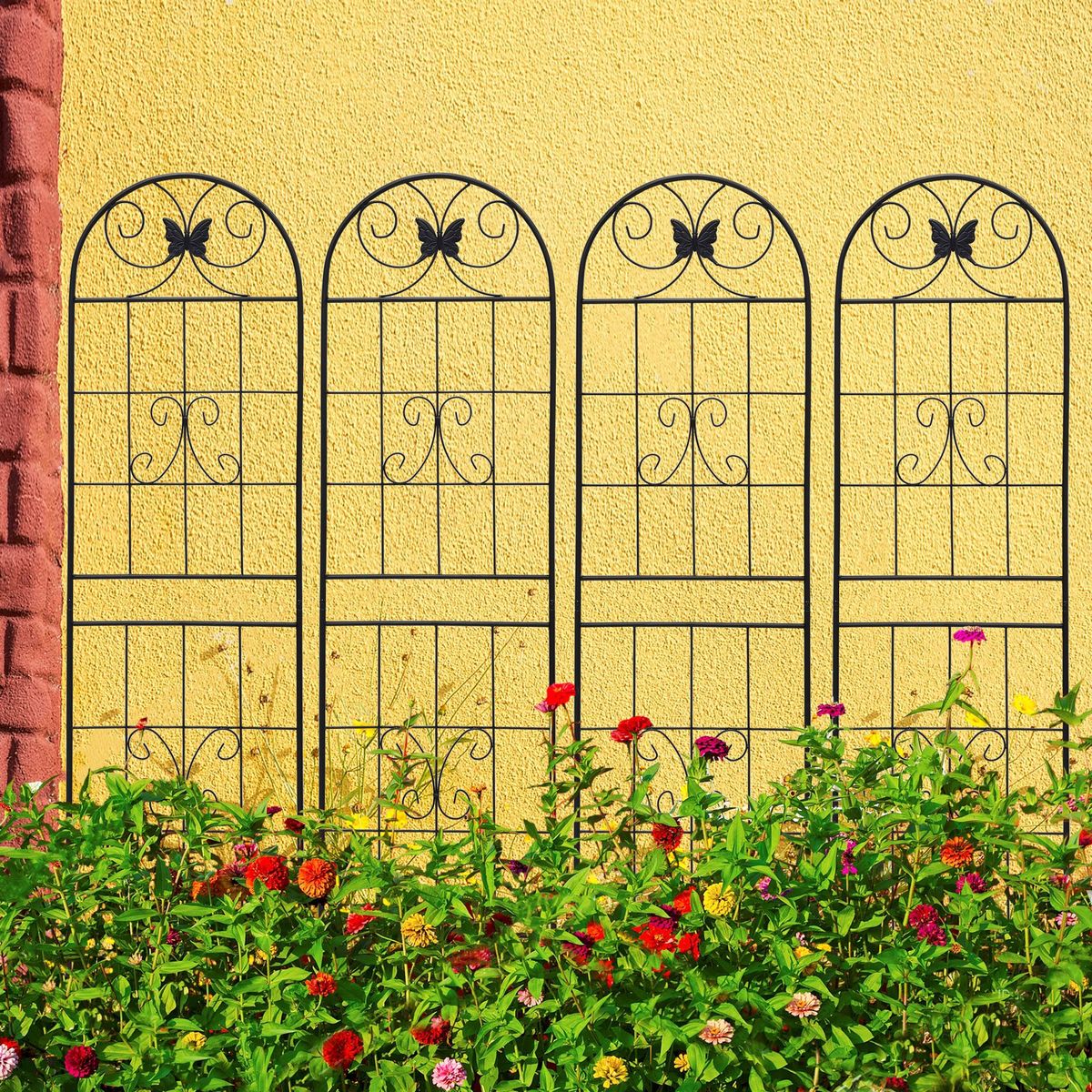 4 Pack Metal Garden Trellis 71" X 19.7" Rustproof Trellis For Climbing Plants Outdoor Flower Support Black_maomaolike.com