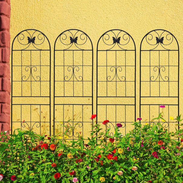 4 Pack Metal Garden Trellis 71" X 19.7" Rustproof Trellis For Climbing Plants Outdoor Flower Support Black_maomaolike.com