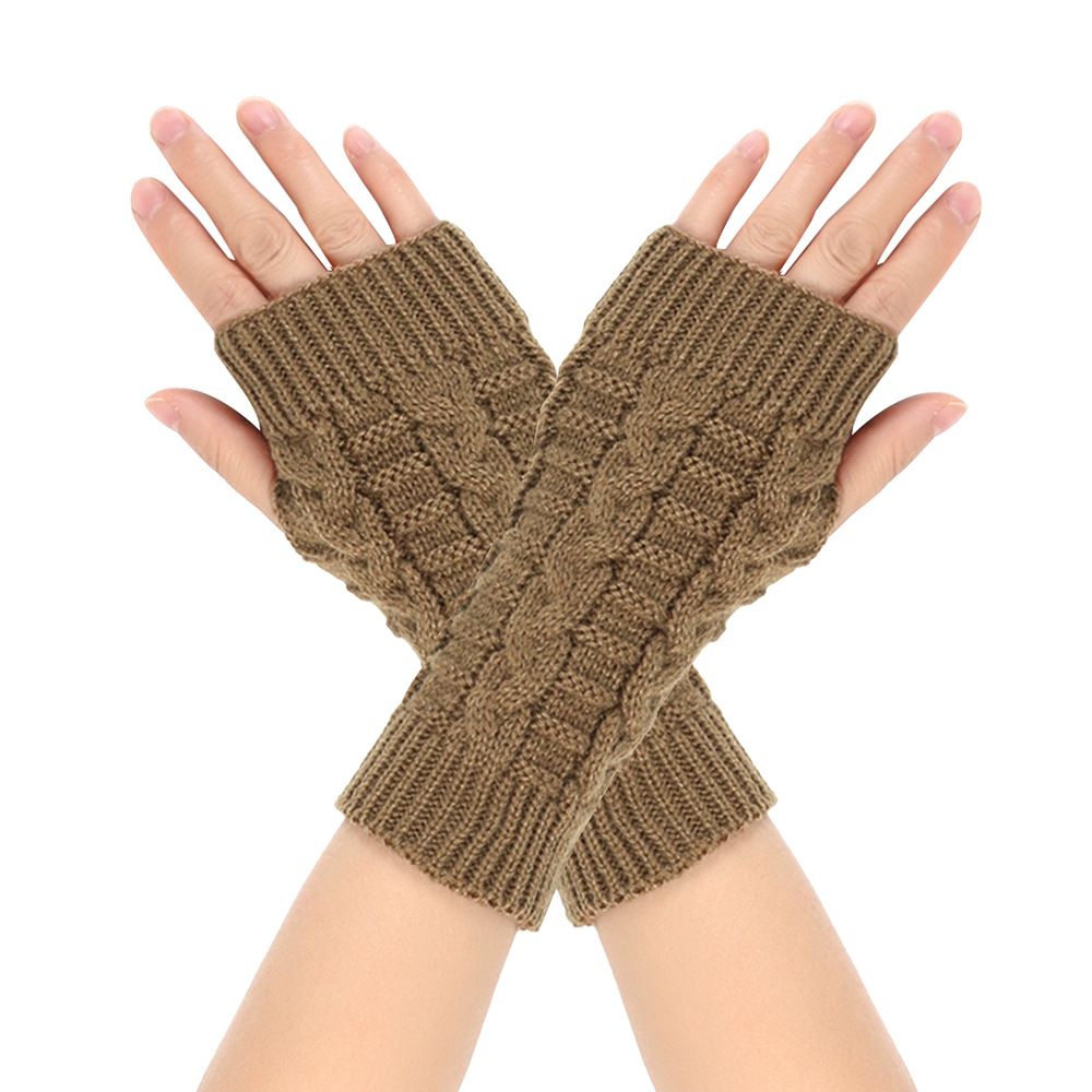 Unisex Twist gloves knitted wool half-fingered sleeves students write computer open-fingered gloves cross-border wool gloves_maomaolike.com
