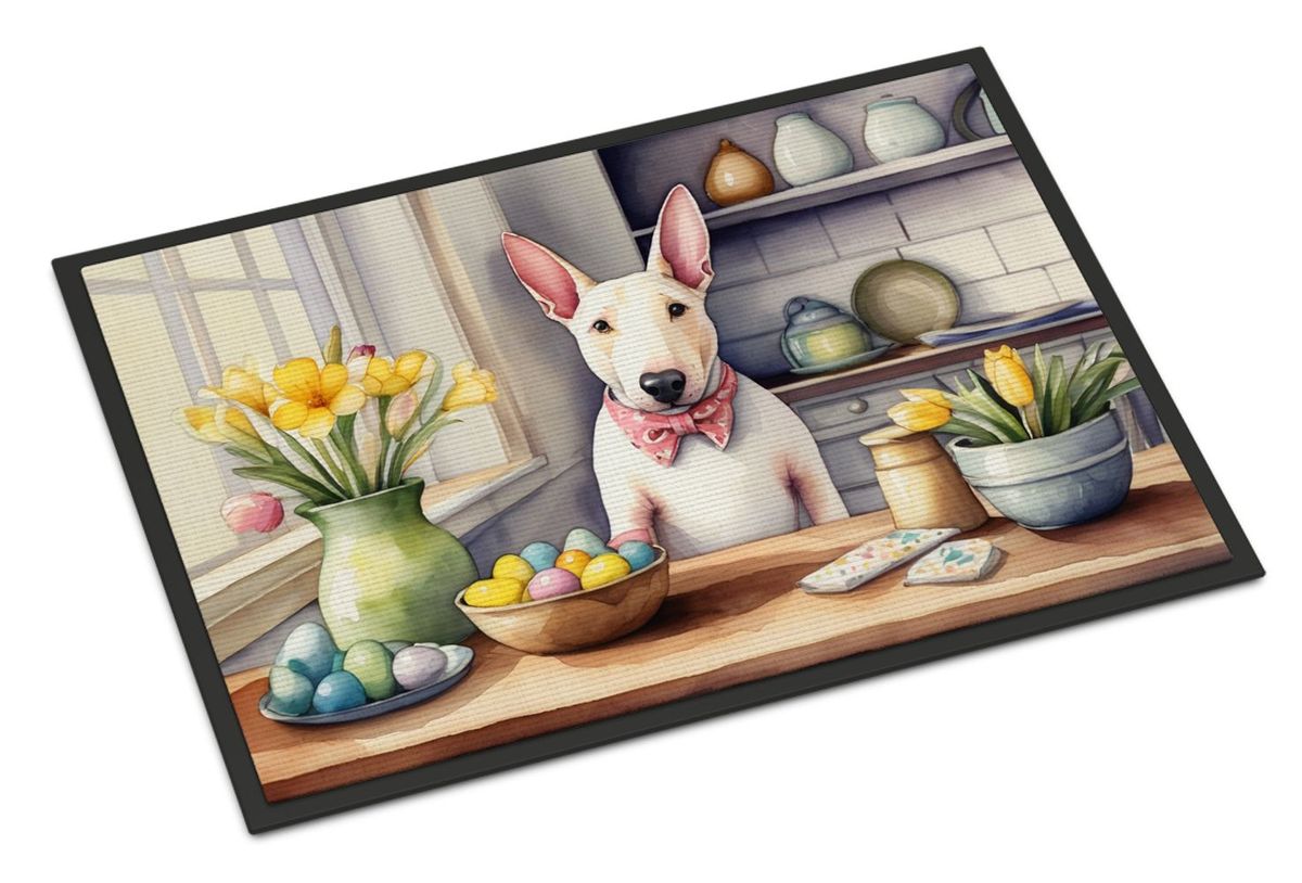 Decorating Easter English Bull Terrier Doormat Front Door Mat Indoor Outdoor Rugs For Entryway, Non Slip Washable Low Pile, 24H X 36W_maomaolike.com