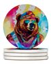 Hippie Animal Grizzly Bear Large Sandstone Coasters Pack Of 4 Absorbent Round Coasters Decor Gifts For Men Or Women, 4 In, Multicolor_maomaolike.com