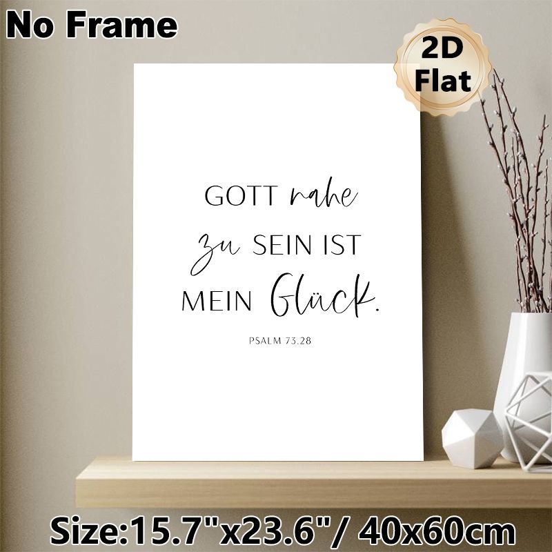 Psalm 73:28 German Religious Verse Painting Poster, Minimalist Black & White Typographic Poster, Serene Spiritual Message Ideal For Home, Prayer Space_maomaolike.com