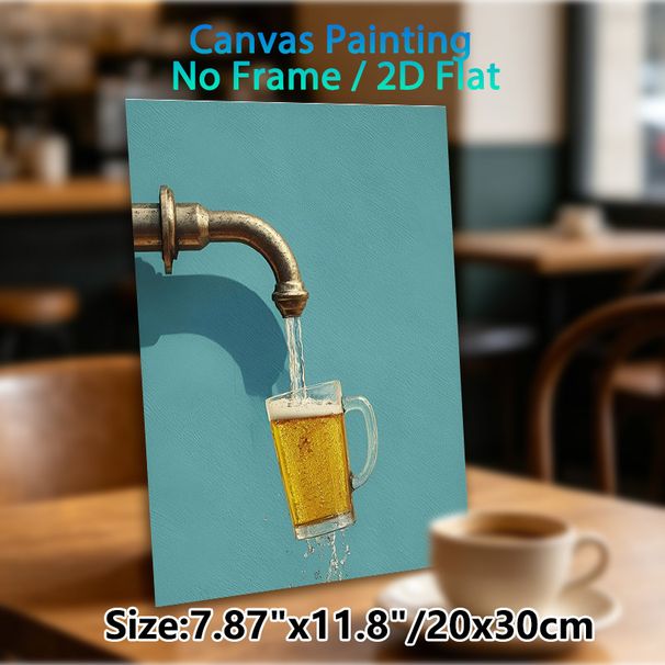 Creative Beer Themed Painting Poster, Whimsical Surreal Scene Poster, Unique Eye-catching Decor Ideal For Home Bar, Kitchen Or Lounge_maomaolike.com