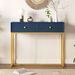 Modern Sleek Console Table Two Drawers With Stripe Design For Living Room And Entryway_maomaolike.com