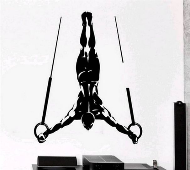 Large size gymnast men's rings action pattern carved wall sticker art home wall sticker_maomaolike.com