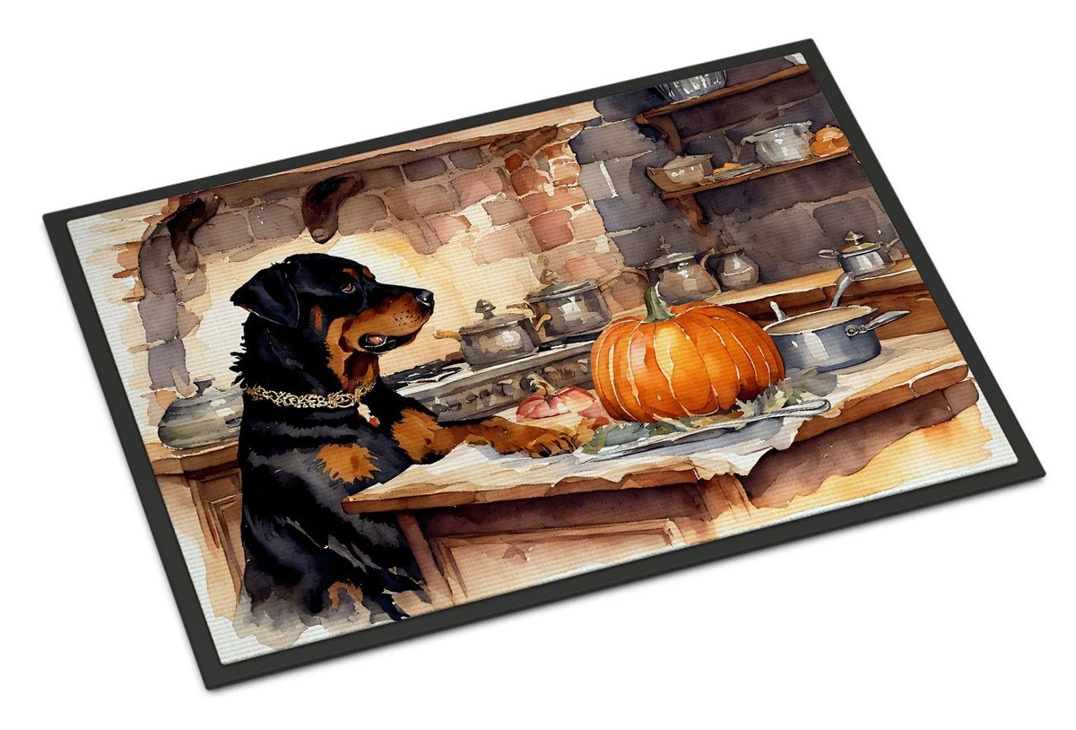Rottweiler Fall Kitchen Pumpkins Doormat Front Door Mat Indoor Outdoor Rugs For Entryway, Non Slip Washable Low Pile, 24H X 36W_maomaolike.com