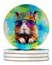 Hippie Animal Guinea Pig Large Sandstone Coasters Pack Of 4 Absorbent Round Coasters Decor Gifts For Men Or Women, 4 In, Multicolor_maomaolike.com