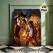 Native American & Horse Themed Painting Poster, Warm-toned Realistic Tribal Scene Poster, Rich Cultural Artwork With Campfire & Tipis, Suitable For_maomaolike.com