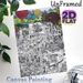 Whimsical Fantasy Market & Hot Air Balloon Painting Poster, Intricate Monochrome Detailed Bustling Scene Poster, Artistic Wall Decor For Home, Living_maomaolike.com