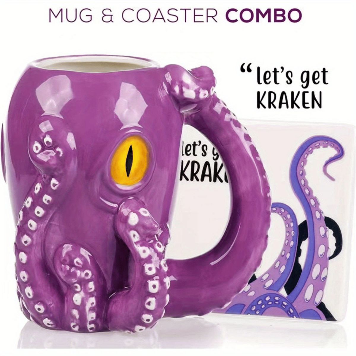 3D Octopus Ceramic Mug, Novel Handmade Octopus Shaped Statue Cup, Festivals Or Birthday Gifts For Coffee And Milk Tea_maomaolike.com