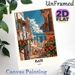 Bari Italy Coastal Town Painting Poster, Vibrant Retro Style Poster, Sunlit Seaside Street With Colorful Blooms & Coastal View, Captures Warm_maomaolike.com