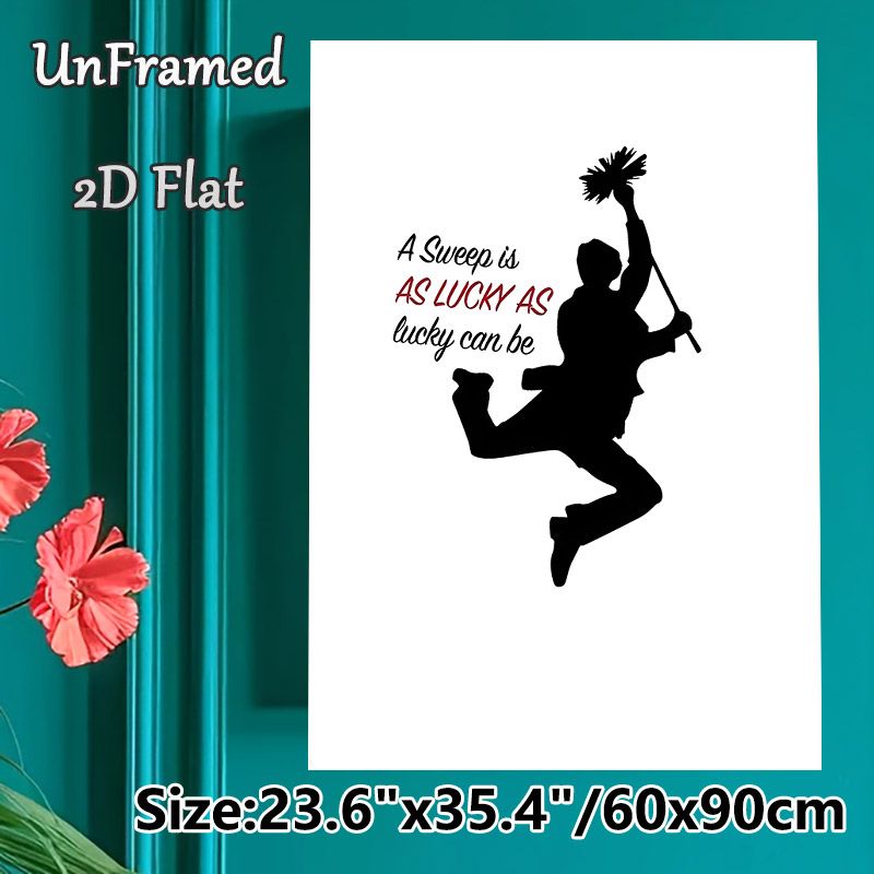 Lucky Chimney Sweep Quote Painting Poster, Minimalist Black Silhouette Poster, Whimsical Luck-inspired Design, Ideal For Living Room And Entryway_maomaolike.com