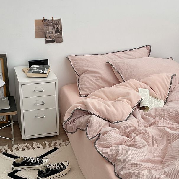 Wholesale INS Nordic Style Four-Piece Set A Full Pure Cotton B Side Crystal Velvet Coral Fleece Autumn Winter Bedding_maomaolike.com