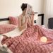 Solid Color Double Layer Thickened Rabbit Plush Lamb Fleece Bubble Flannel Warm Nap Thick Blanket_maomaolike.com
