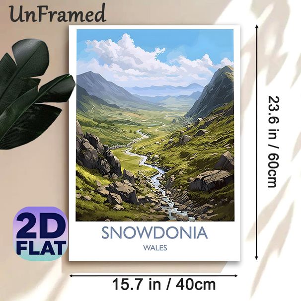Snowdonia Wales Mountain Valley Painting Poster, Vibrant Stylized Scenic Landscape Poster, Delivers Tranquil Natural Ambiance, Ideal For Living Room_maomaolike.com