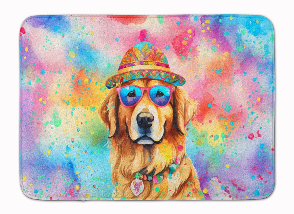 Golden Retriever Hippie Dawg Memory Foam Kitchen Mat Machine Washable Anti-Fatigue Mat Cushion Comfort Bath Mat Or Kitchen Rug_maomaolike.com