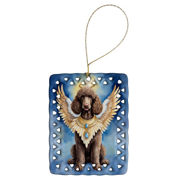 Chocolate Poodle My Angel Porcelain Ornament Christmas Tree Hanging Decorations For Home Christmas Holiday, Rectangle, Gift, Multicolor_maomaolike.com