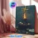 St. Brigid's Cross Ritual Painting Poster, Mysterious Vintage Smoldering Ritual Fire With Delicate Blooms Poster, Serene Spiritual Vibe For Home_maomaolike.com