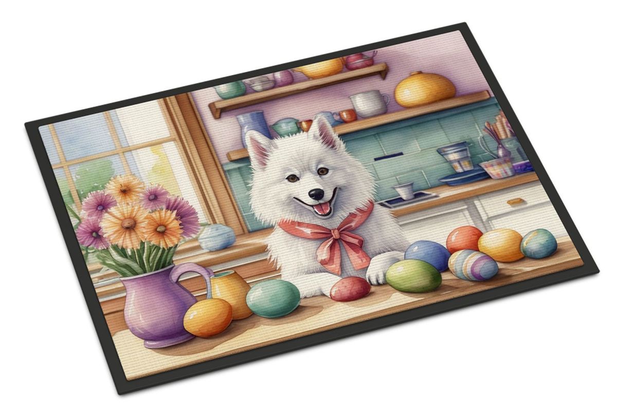Decorating Easter American Eskimo Doormat Front Door Mat Indoor Outdoor Rugs For Entryway, Non Slip Washable Low Pile, 24H X 36W_maomaolike.com