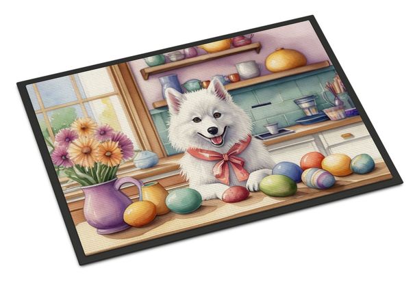 Decorating Easter American Eskimo Doormat Front Door Mat Indoor Outdoor Rugs For Entryway, Non Slip Washable Low Pile, 24H X 36W_maomaolike.com