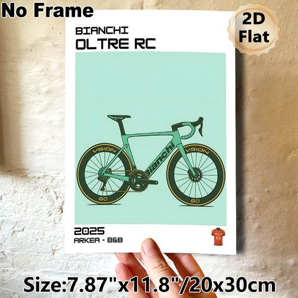 Bianchi Oltre RC Road Bike Painting Poster, Sleek Minimalist Flat Graphic Style Poster, Ideal For Cycling Enthusiasts, Suitable For Home, Office Or_maomaolike.com