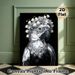 Adorned Parrot Painting Poster, Elegant Monochrome Parrot With Lily-of-the-valley Floral Crown And Gem Necklace Poster, Stylish Eye-catching Decor_maomaolike.com
