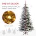 7.5ft Snow Flocked Artificial Christmas Tree, Pre-Lit Christmas Tree With 500 LED Lights And 1264 Branch Tips, Green_maomaolike.com