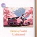 Anime Girl & Pink JDM Car With Cherry Blossom & Mount Fuji Painting Poster, Soft-toned Japanese Anime Style Poster, Charming Scenic Artwork For_maomaolike.com