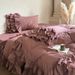 Wholesale INS French Retro Multi-layer Lace Pure Four-piece Princess Style Full Washed Cotton Bed Skirt 4-piece Set_maomaolike.com