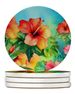 Hawaii Hawaiian Hibiscus In Watercolor Large Sandstone Coasters Pack Of 4 Absorbent Round Coasters Decor Gifts For Men Or Women, 4 In, Multicolor_maomaolike.com