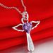 Fine 925 Sterling Silver Angel Noble Crystal Cross Pendants Necklace For Women Luxury Party Wedding Jewelry Christmas_maomaolike.com