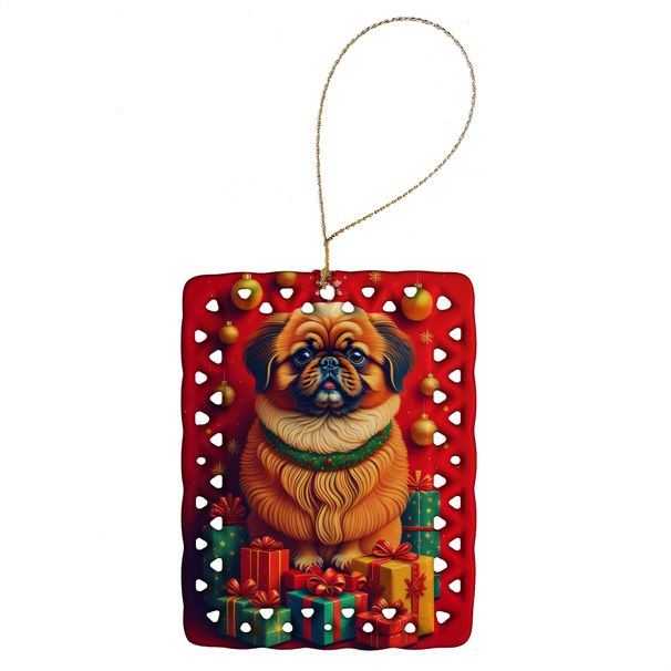 Pekingese Holiday Christmas Porcelain Ornament Christmas Tree Hanging Decorations For Home Christmas Holiday, Rectangle, Gift, Multicolor_maomaolike.com